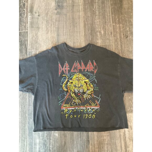 Vintage Def Leppard 1988 Hysteria Tour Graphic Tee Xl Black Distressed - Picture 1 of 6